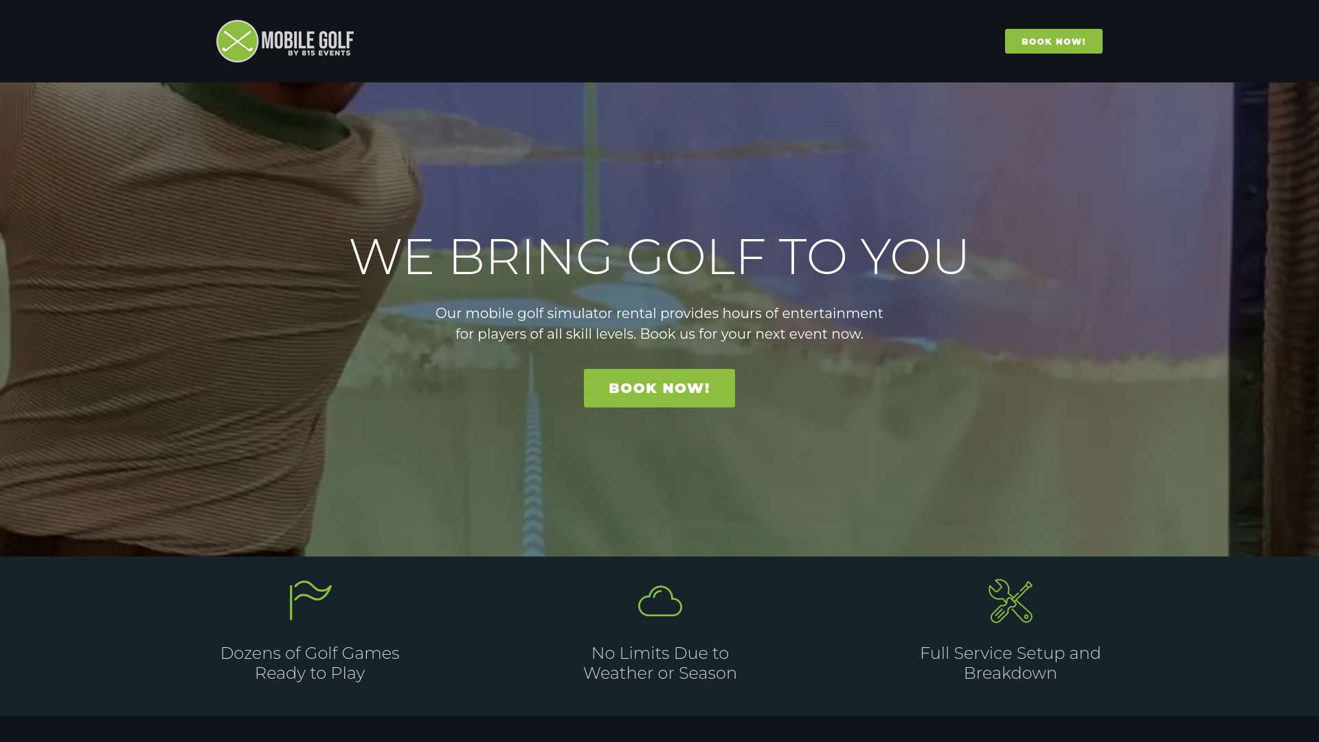 Screenshot of 815 Events Mobile Golf website